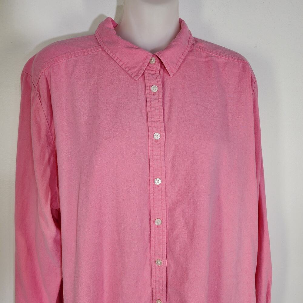 LOFT Women Shirt Size XL Pink Linen Blend Button Up Long Sleeves Collared Casual - Picture 3 of 10